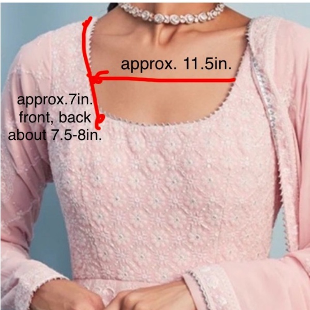 Blush Pink Thread Embroidered Anarkali - Picture 6 of 6